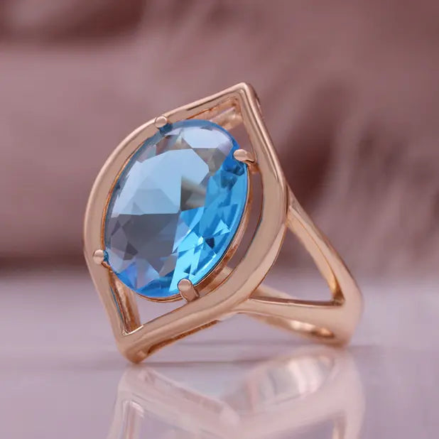 Vintage Ring with Blue Crystal in Rose Gold Unique Joyas