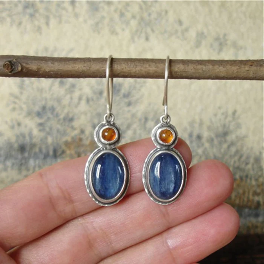 Blue and orange vintage earrings Unique Joyas