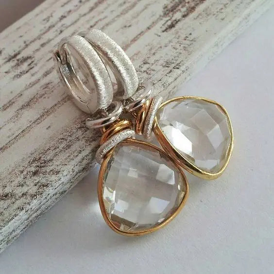 Vintage White Glass Gold Earrings Unique Joyas