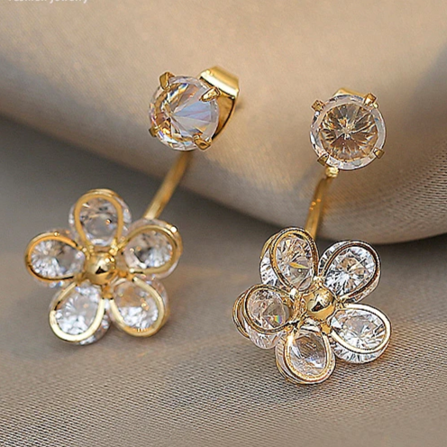 Elegant Crystal Flower Earrings Unique Joyas