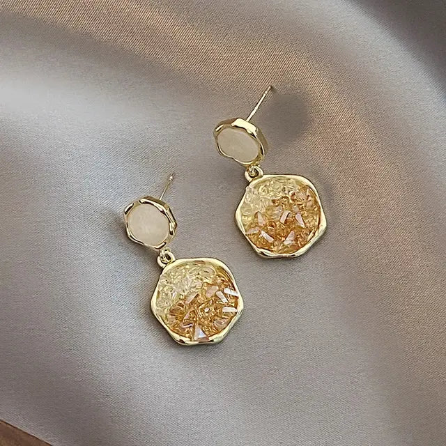 Elegant round crystal earrings Unique Joyas