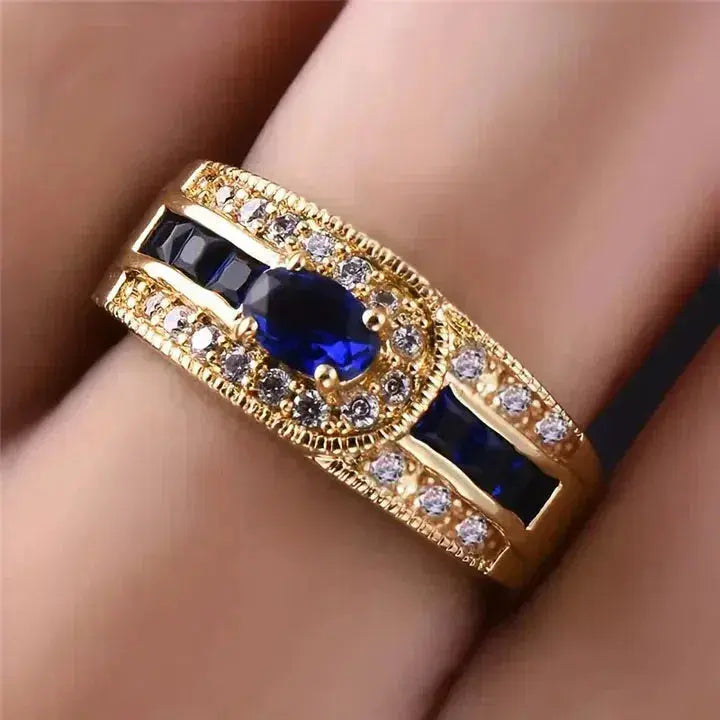 Brilliant Blue Gold Ring Unique Joyas