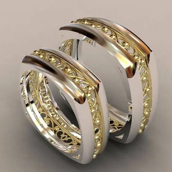 Vintage gold-plated silver ring set Unique Joyas