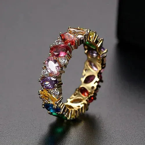 Vintage Multicolor Zirconia Ring Unique Joyas