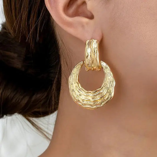 Hollow Gold Earrings in Vintage Style Unique Joyas