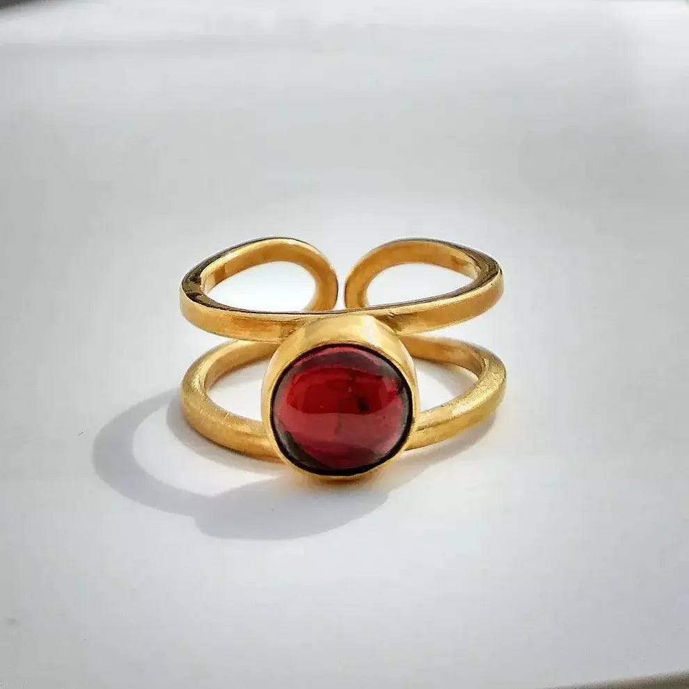 Vintage Ring with Red Crystal Unique Joyas