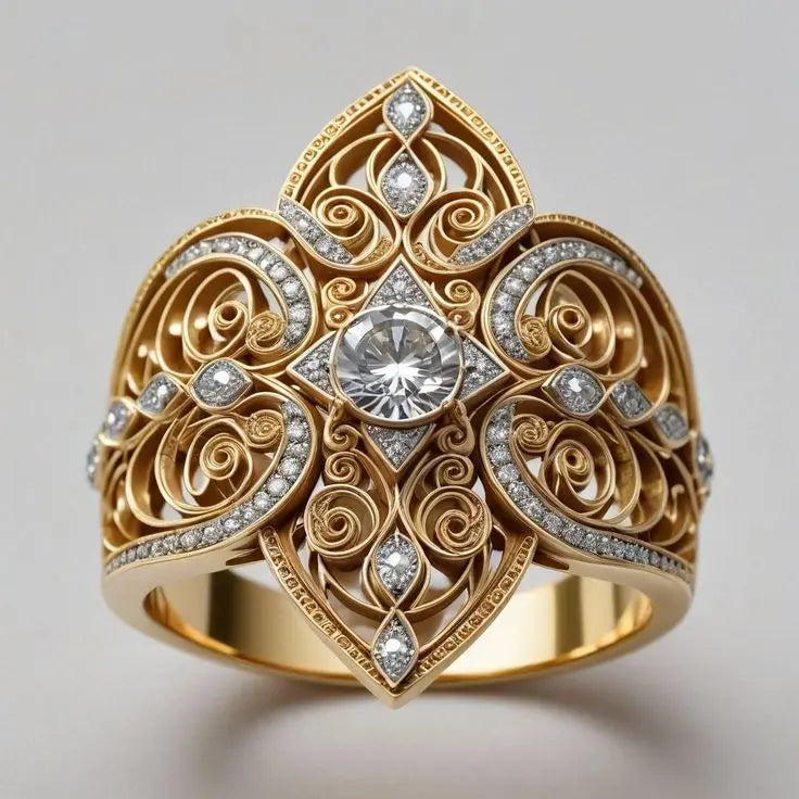 Bright gold-plated ring with crystal Unique Joyas