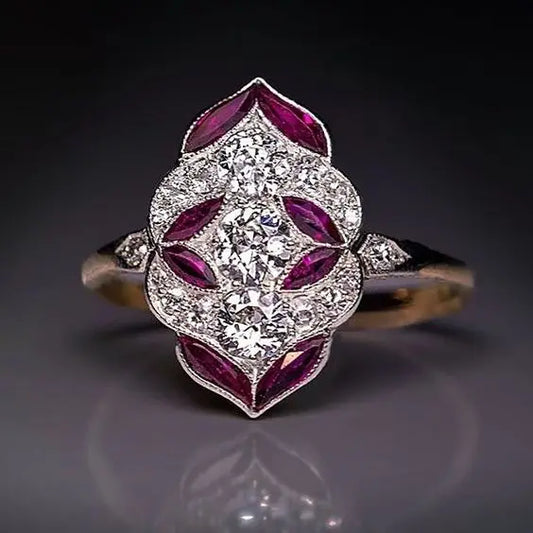 Vintage ring with purple crystal Unique Joyas