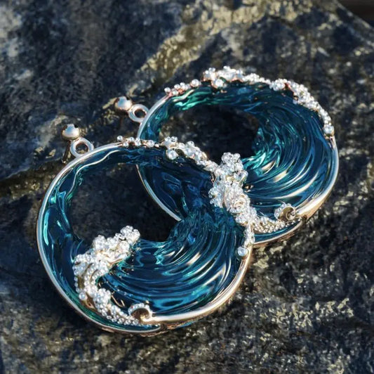 Vintage Round Ocean Earrings Unique Joyas