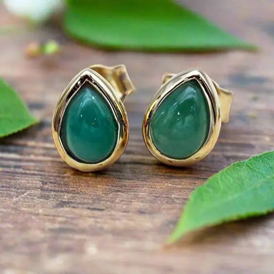 Gold-green Vintage Earrings Unique Joyas