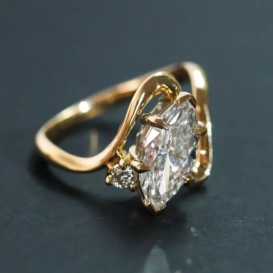 Vintage Gold Crystal Ring Unique Joyas