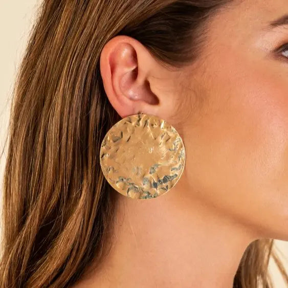 Boho Gold Round Earrings Unique Joyas