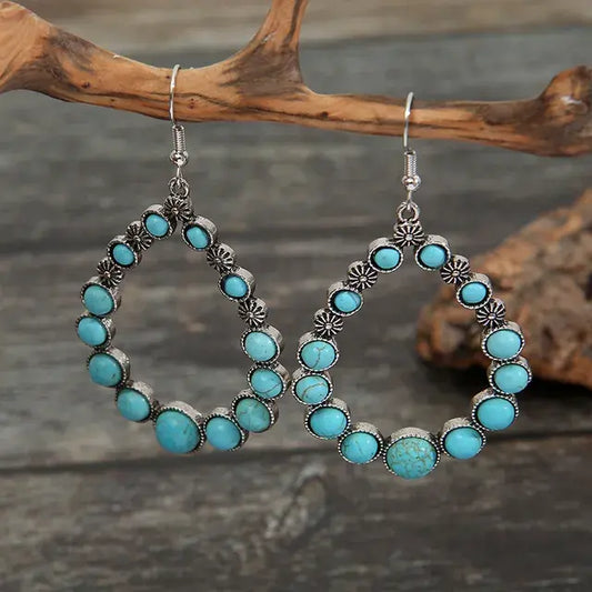 Vintage Circle Turquoise Earrings Unique Joyas