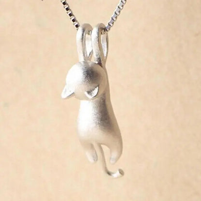 925 Sterling Silver Playful Kitty Necklace