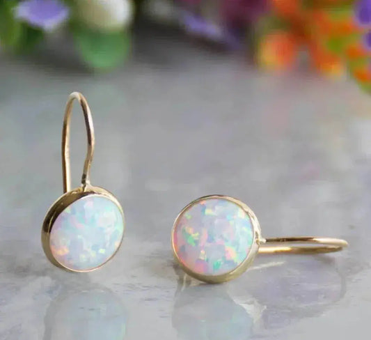 Vintage Opal Stone Gold Earrings