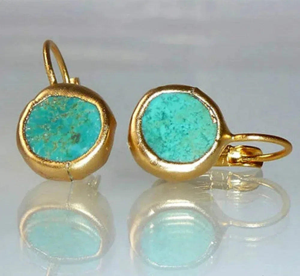 Vintage Turquoise Earrings In Gold